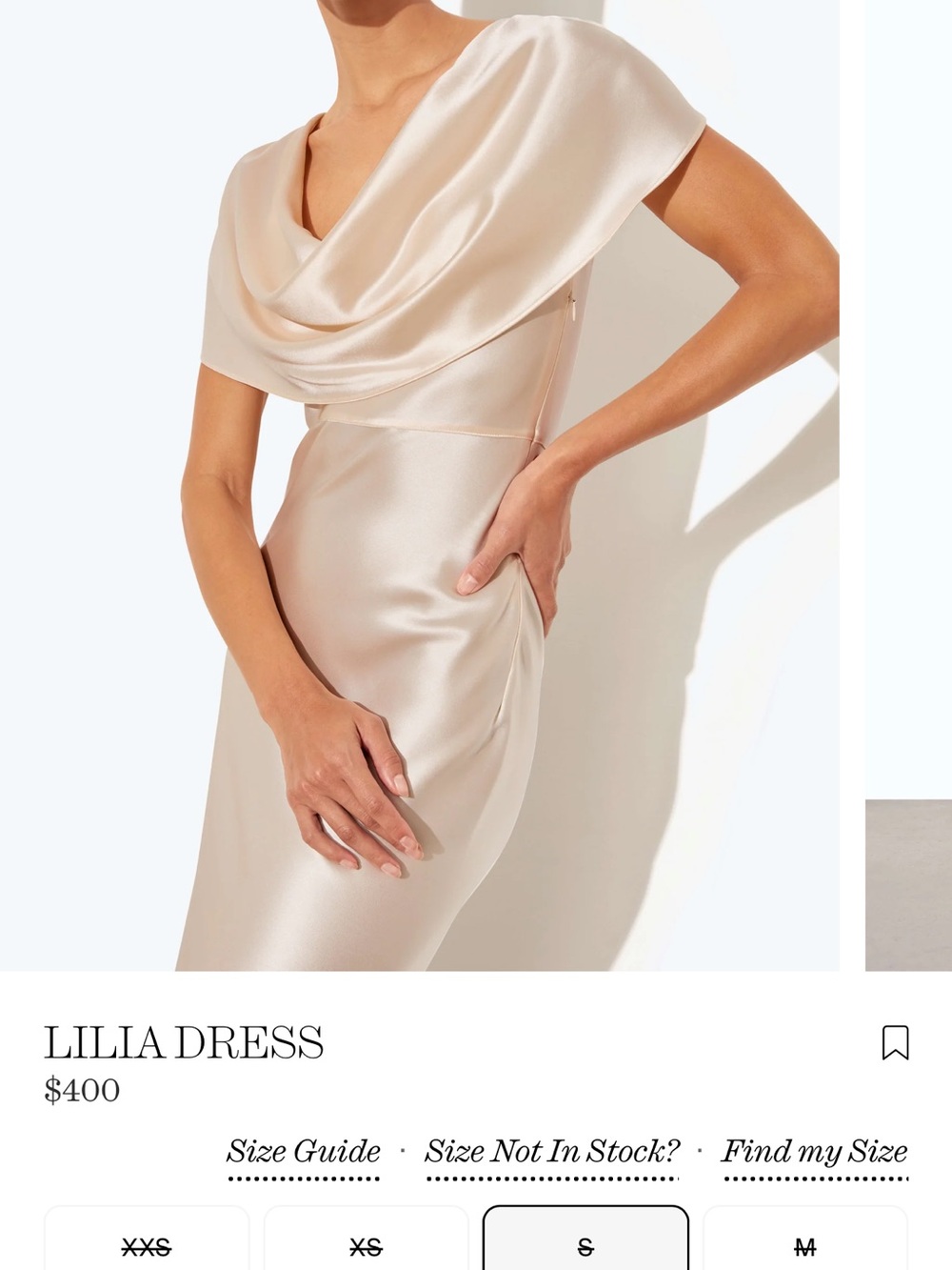 RAT & BOA Lilia Satin Midi Dress in Champagne